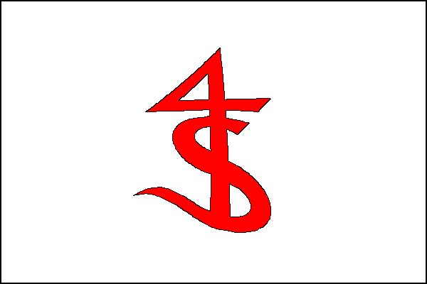Bílý list s červenou merkou z obecního znaku zaujímající třetinu délky a dvě třetiny šířky listu. Poměr šířky k délce je 2:3.