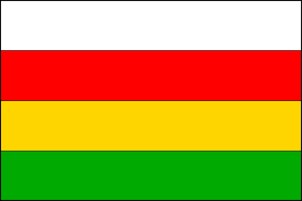 List tvoří čtyři vodorovné pruhy - bílý, červený, žlutý a zelený. Poměr šířky k délce listu je 2:3.