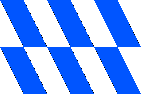 List kosmo modro-bíle kosodélníkově šindelovaný (2x6). Poměr šířky k délce listu je 2:3.