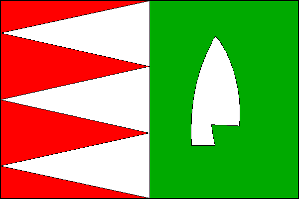 List tvoří červená žerďová část se třemi bílými klíny s vrcholy na žerďovém okraji a zelená vlající část s bílou vztyčenou radlicí. Poměr šířky k délce listu je 2:3.
