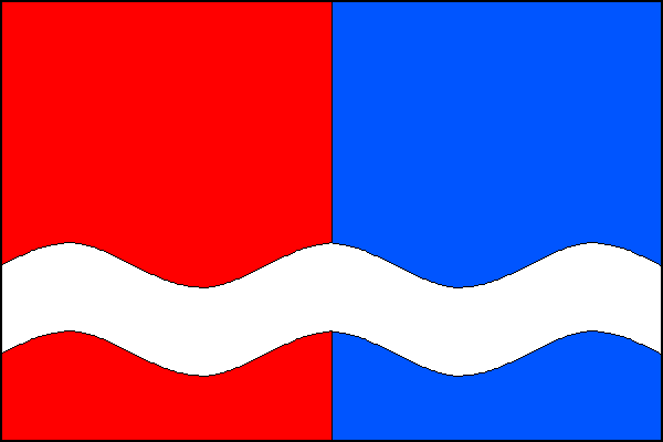 List tvoří dva svislé pruhy, červený a modrý, přes ně položen vodorovný vlnitý bílý pruh o třech vrcholech a dvou prohlubních, vycházející ze čtvrté pětiny žerďového a vlajícího okraje. Poměr šířky k délce listu je 2:3.