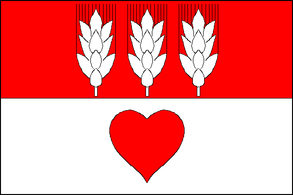 List tvoří dva vodorovné pruhy, červený se třemi bílými klasy vyrůstajícími z dolního bílého pruhu, ve kterém je červené srdce. Poměr šířky k délce listu je 2:3.