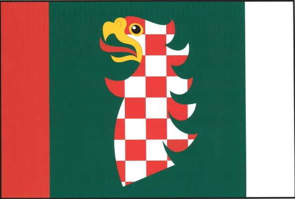 List tvoří tři svislé pruhy, červený, zelený a bílý, v poměru 1 : 4 : 1. V zeleném pruhu červeno-bíle šachovaná hlava orlice s krkem a se žlutou zbrojí. Poměr šířky k délce listu je 2 : 3.