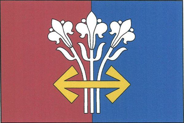 List tvoří dva svislé pruhy, červený a modrý. Uprostřed tři bílé přirozené lilie na stoncích, krajní odkloněné, dole přeložené položenou zlatou spojenou střelou. Poměr šířky k délce listu je 2 : 3.