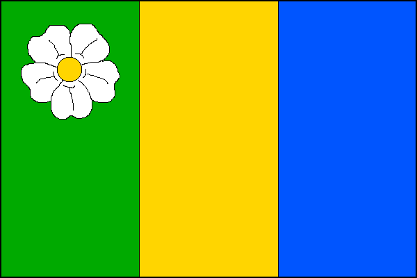 List tvoří tři svislé pruhy zelený, žlutý a modrý. V horním pruhu bílý květ kakostu se žlutým semeníkem. Poměr šířky k délce listu je 2:3.