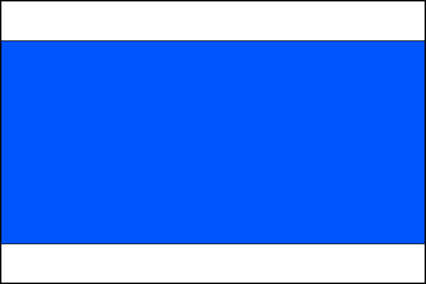 List tvoří tři vodorovné pruhy: bílý, modrý a bílý v poměru 1:5:1. Poměr šířky k délce listu je 2:3.