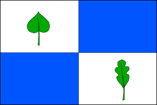 Bílo-modře čtvrcený list. V horním žerďovém poli lipový list, v dolním vlajícím poli dubový list, oba vztyčené zelené. Poměr šířky k délce listu je 2:3.
