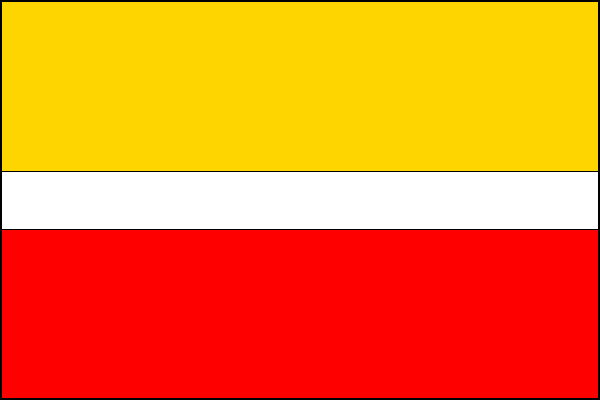 List tvoří tři vodorovné pruhy - žlutý, bílý a červený v poměru 3:1:3. Poměr šířky k délce listu je 2:3.