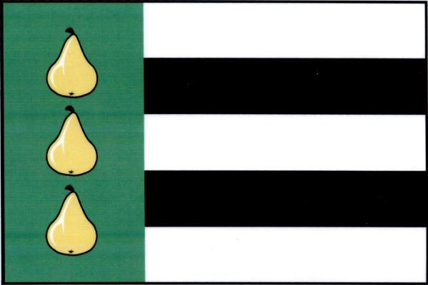 List tvoří žerďový zelený pruh široký třetinu délky listu se třemi žlutými hruškami pod sebou a pět střídavě bílých a černých vodorovných pruhů. Poměr šířky k délce listu je 2 : 3.