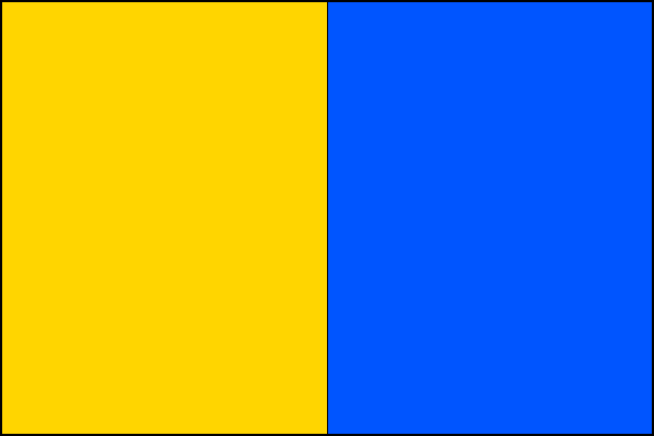 List tvoří žlutá žerďová část a modrá vlající část. Poměr šířky k délce listu je 2:3.