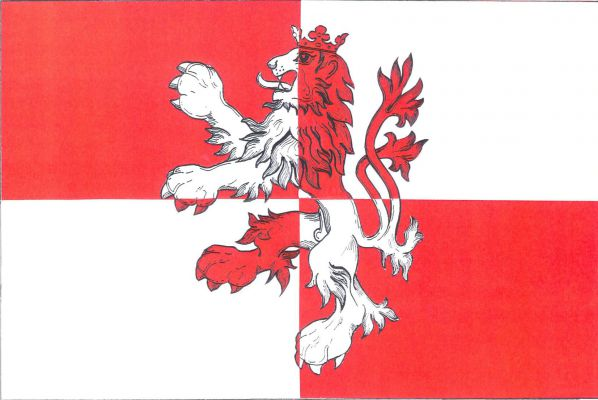 Červeno-bíle čtvrcený list s dvouocasým lvem s korunou, vše opačných barev. Poměr šířky k délce listu je 2 : 3.