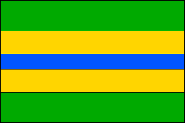 List tvoří pět vodorovných pruhů, zelený, žlutý, modrý, žlutý a zelený, v poměru 4:3:2:3:4. Poměr šířky k délce je 2:3.