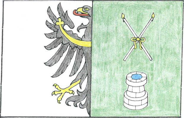 List tvoří dva svislé pruhy, bílý a zelený. V bílém půl černé orlice se žlutou zbrojí, červeným jazykem a žlutým jetelovitě zakončeným perizoniem přiléhající k zelenému pruhu, v něm nahoře zkřížené žlutě hořící bílé svíce převázané žlutou stuhou, pod nimi