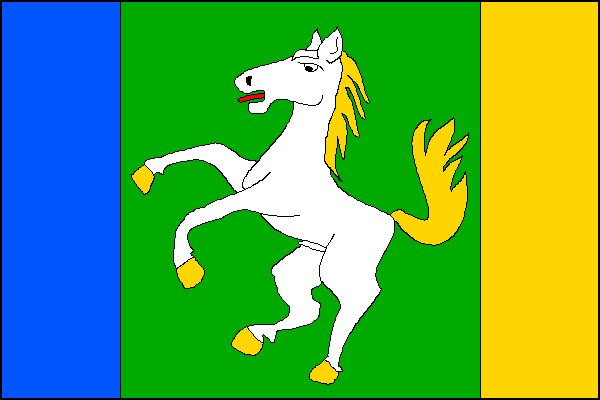 List tvoří tři svislé pruhy: modrý, zelený a žlutý v poměru 1:3:1. V zeleném pruhu bílý kůň ve skoku se žlutými kopyty, hřívou a vztyčeným ocasem a červeným jazykem. Poměr šířky k délce listu je 2:3.