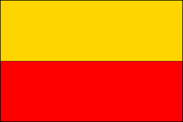 List tvoří dva vodorovné pruhy, žlutý a červený. Poměr šířky k délce listu je 2 : 3.