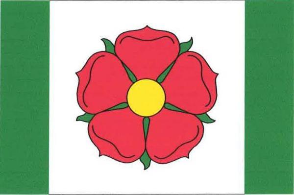 List tvoří tři svislé pruhy, zelený, bílý a zelený, v poměru 1 : 4 : 1. V bílém pruhu červená růže se žlutým semeníkem a zelenými kališními lístky. Poměr šířky k délce listu je 2 : 3.