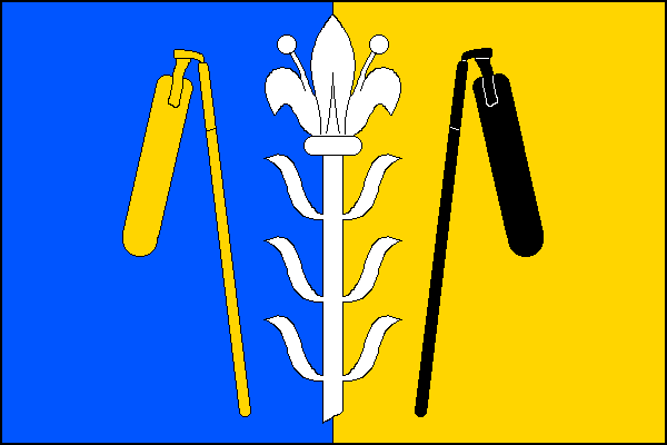List tvoří dva svislé pruhy, modrý a žlutý. Uprostřed bílá lilie na stonku se šesti listy, provázená dvěma odvrácenými cepy, žlutým v modrém pruhu, černým ve žlutém pruhu. Poměr šířky k délce listu je 2:3.