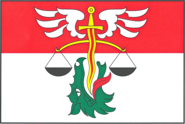 List tvoří dva vodorovné pruhy, červený a bílý, v poměru 2 : 3. Uprostřed žlutý plamenný meč hrotem vnikající v bílém pruhu do vztyčené a okem k žerďovému okraji listu obrácené zelené dračí hlavy s červeným jazykem. Meč je v červeném pruhu provázený bílým