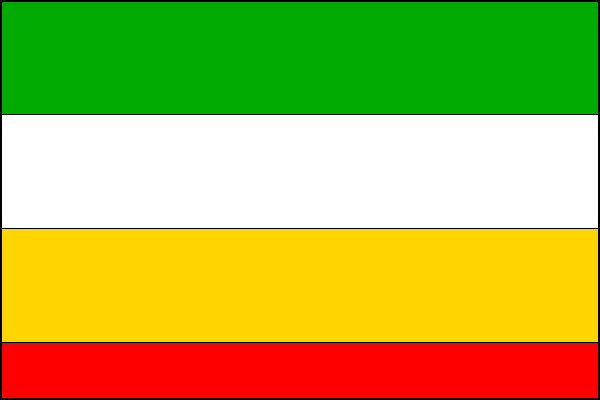 List tvoří čtyři vodorovné pruhy: zelený, bílý, žlutý a červený v poměru 2:2:2:1. Poměr šířky k délce listu je 2:3.