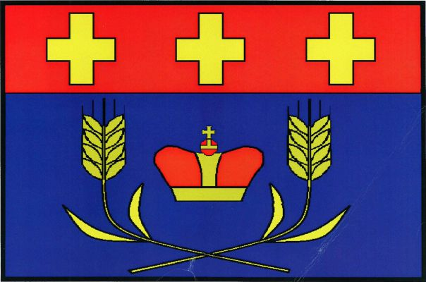 List tvoří dva vodorovné pruhy, červený a modrý, v poměru 1 : 2. V červeném pruhu tři žluté řecké kříže. V modrém pruhu knížecí koruna mezi dvěma dole zkříženými žlutými klasy, každý se dvěma listy. Poměr šířky k délce listu vlajky je 2 : 3.