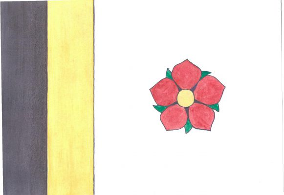 List tvoří tři svislé pruhy, černý, žlutý a bílý, v poměru 1 : 1 : 4. V bílém pruhu červená růže se žlutým semeníkem a zelenými kališními lístky. Poměr šířky k délce listu je 2 : 3.