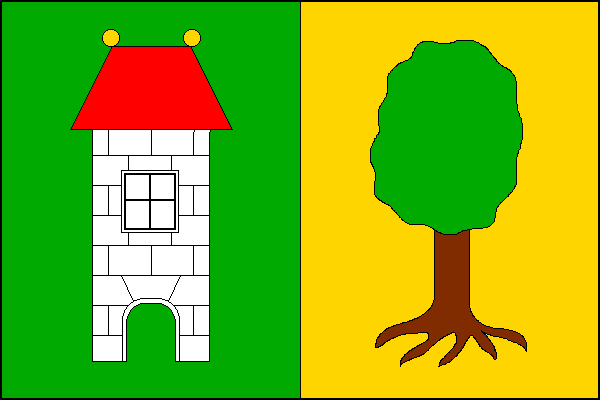 List tvoří dva svislé pruhy, zelený a žlutý. V zeleném pruhu bílá kvádrovaná věž s červenou valbovou střechou se dvěma žlutými makovicemi, prázdnou branou a oknem. Ve žlutém pruhu zelená vykořeněná lípa s hnědým kmenem. Poměr šířky k délce listu je 2:3.