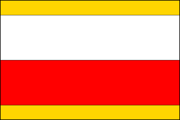 List tvoří čtyři vodorovné pruhy, žlutý, bílý, červený a žlutý, v poměru 1:2:2:1. Poměr šířky k délce listu je 2:3.