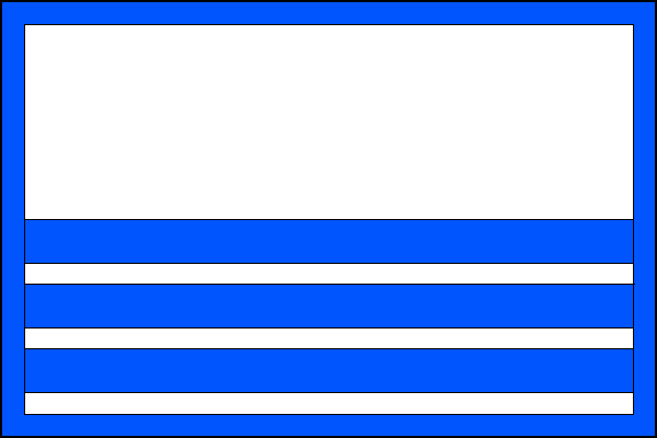 List s modrým lemem širokým jednu osmnáctinu šířky listu. Vnitřní pole listu tvoří sedm vodorovných střídavě bílých a modrých pruhů v poměru 9:2:1:2:1:2:1. Poměr šířky k délce listu je 2:3.