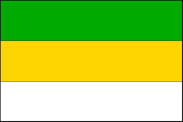 List tvoří tři vodorovné pruhy: zelený, žlutý a bílý. Poměr šířky k délce listu je 2:3.