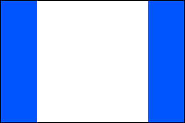 List tvoří tři svislé pruhy, modrý, bílý a modrý, v poměru 1:3:1. Poměr šířky k délce listu je 2:3.
