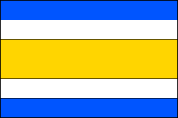 List tvoří pět vodorovných pruhů - modrý, bílý, žlutý, bílý a modrý v poměru 1:1:2:1:1. Poměr šířky k délce listu je 2:3.