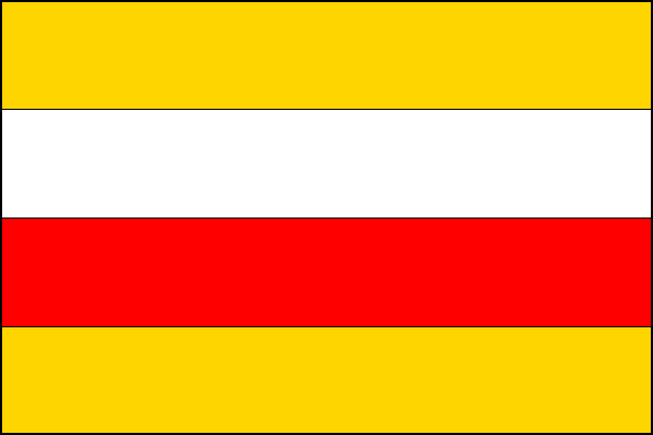 List tvoří čtyři vodorovné pruhy, žlutý, bílý, červený a žlutý. Poměr šířky k délce listu je 2:3.