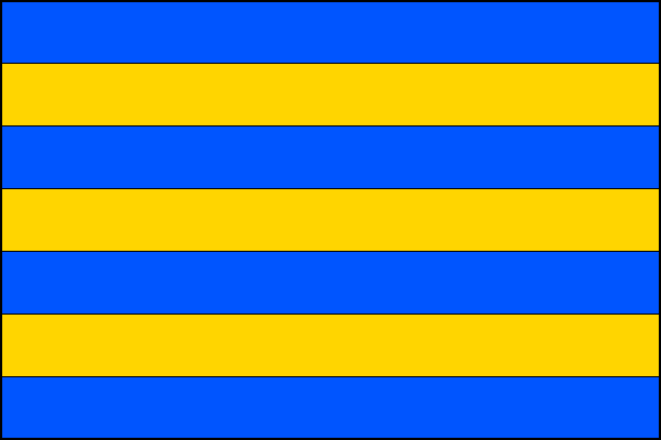List tvoří sedm vodorovných pruhů, střídavě modrých a žlutých. Poměr šířky k délce listu je 2:3.