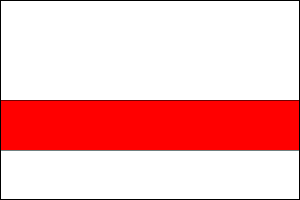 List tvoří tři vodorovné pruhy: bílý, červený a bílý v poměru 2:1:1. Poměr šířky k délce listu je 2:3.