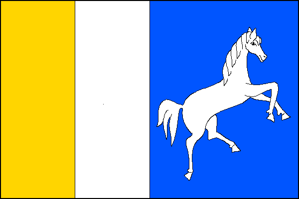 List tvoří tři svislé pruhy: žlutý, bílý a modrý v poměru 1:1:2. V modrém pruhu bílý kůň ve skoku k vlajícímu okraji. Poměr šířky k délce listu je 2:3.