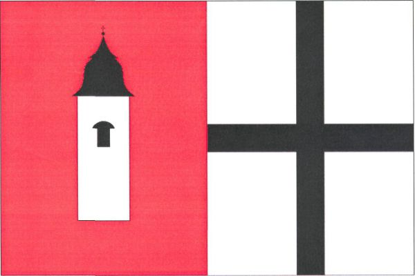 List tvoří dva svislé pruhy, červený a bílý. V červeném pruhu bílá kostelní věž s černým oknem a černou přilbovou střechou zakončenou makovicí s křížkem. V bílém pruhu černý středový kříž s rameny širokými jednu devítinu šířky listu. Poměr šířky k délce l