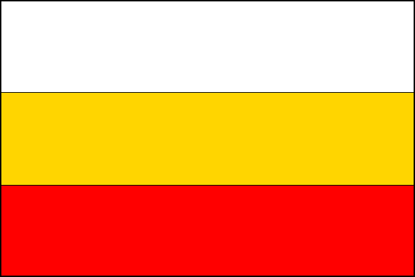 List je tvořen třemi vodorovnými pruhy, bílým, žlutým a červeným. Poměr šířky k délce listu je 2 : 3.