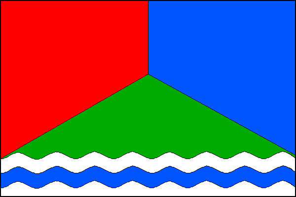 List tvoří červeno-modro-zeleně obráceně vidlicovitě dělené pole a tři vodorovné pruhy, vlnitý bílý, vlnitý modrý a zvlněný bílý. Poměr polí a pruhů na žerďovém a vlajícím okraji je 11:1:1:1. Poměr šířky k délce je 2:3.