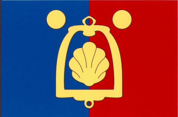 List tvoří dva svislé pruhy, modrý a červený. Uprostřed obrácená mušle ve třmenu, provázeném nahoře dvěma kruhovými poli, vše žluté. Poměr šířky k délce listu je 2 : 3.