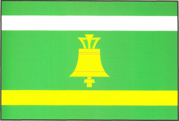 List tvoří pět vodorovných pruhů, zelený, bílý, zelený, žlutý a zelený, v poměru 1 : 1 : 4 : 1 : 1. V prostředním zeleném pruhu žlutý zvon se závěsem. Poměr šířky k délce listu je 2 : 3.