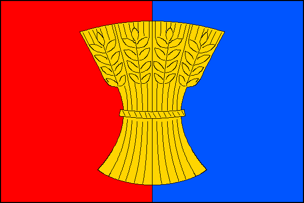 List tvoří dva svislé pruhy, červený a modrý. Uprostřed žlutý snop. Poměr šířky k délce listu je 2:3.