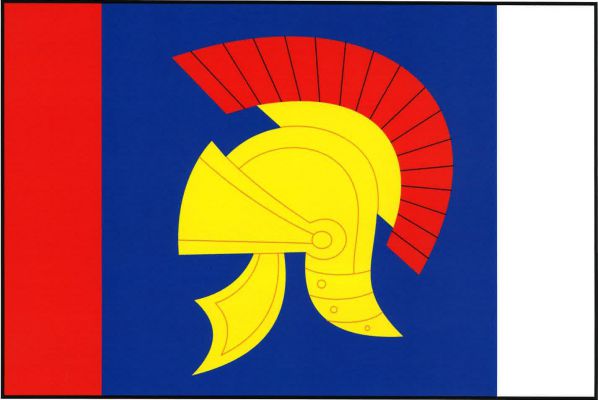 List tvoří tři svislé pruhy, červený, modrý a bílý, v poměru 1 : 4 : 1. V modrém pruhu žlutá římská přilba s červeným hřebenem. Poměr šířky k délce listu je 2 : 3.