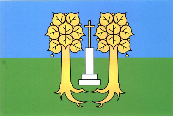 List tvoří dva vodorovné pruhy, modrý a zelený. Uprostřed mezi dvěma žlutými vykořeněnými lípami žlutý latinský kříž na bílém soklu se dvěma stupni. Poměr šířky k délce listu je 2 : 3.