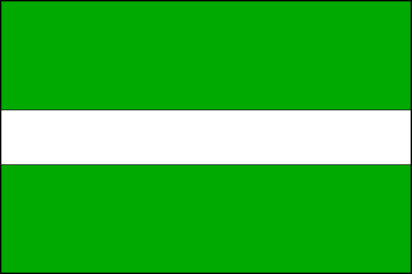 List praporu tvoří tři vodorovné pruhy - zelený, bílý a zelený v poměru 2:1:2. Poměr šířky k délce listu je 2:3.
