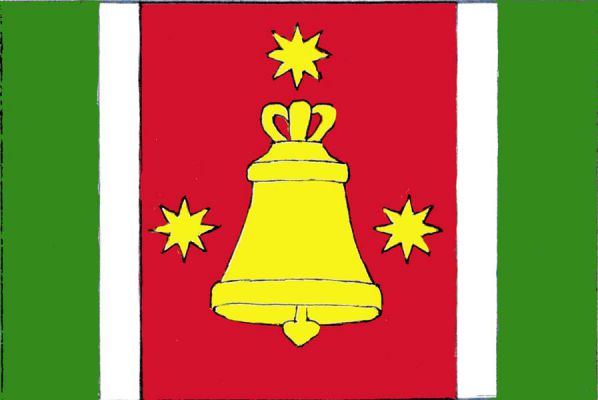 List tvoří pět svislých pruhů, zelený, bílý, červený, bílý a zelený, v poměru 2 : 1 : 8 : 1 : 2. V červeném pruhu zvon provázený třemi (1, 2) osmicípými hvězdami, vše žluté. Poměr šířky k délce listu je 2 : 3.