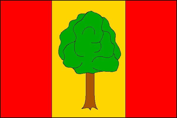 List tvoří tři svislé pruhy, červený, žlutý a červený, v poměru 5:7:5. Ve žlutém pruhu zelený vykořeněný listnatý strom s hnědým kmenem. Poměr šířky k délce listu je 2:3.