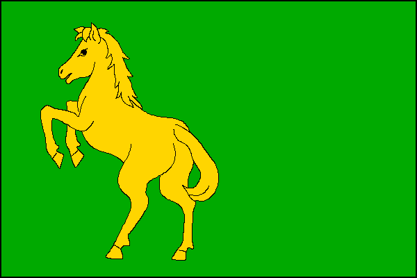 Zelený list se žlutým vzpínajícím se koněm. Poměr šíř-ky k délce listu je 2:3.