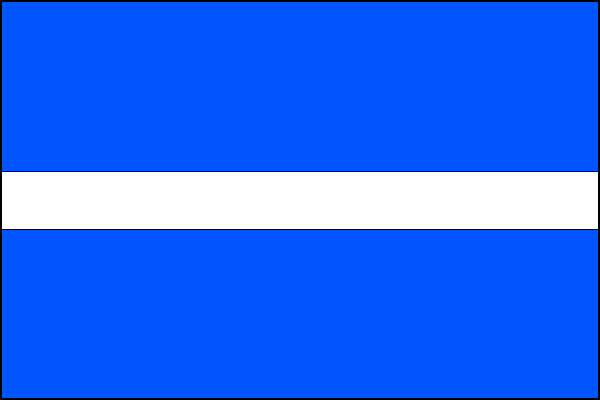 List tvoří tři vodorovné pruhy: modrý, bílý a modrý v poměru 3:1:3. Poměr šířky k délce listu je 2:3.
