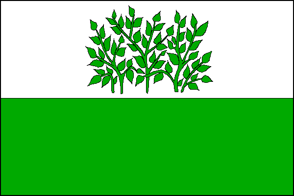 List tvoří dva vodorovné pruhy, bílý se zeleným listnatým keřem a zelený, v poměru 3:2. Poměr šířky k délce listu je 2:3.