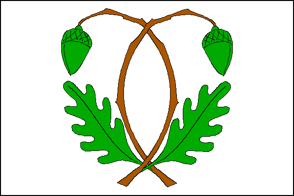 V bílém listu dvě dvakrát do oblouku zkřížené hnědé dubové ratolesti, každá dole s jedním listem a zakončená jedním svěšeným žaludem, obojí zelené. Poměr šířky k délce listu je 2:3.